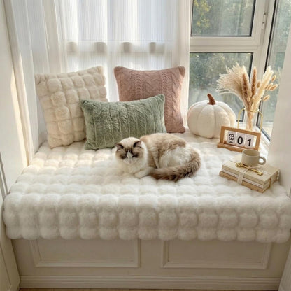 Faux Rabbit Fur Rug, 3D Bubble Fluffy Soft Runner, Rectangle Fuzzy Carpet for Living Room, Bedroom, Machine Washable Shaggy Rug,Soft rRug for Window Sill (Dusty Pink 39.3"×78.7")