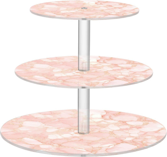 Peach Gold Irregular Marble Decorative Transparent Acrylic Tray Spill-Proof Display Stand Bathroom