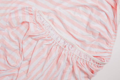 NODNAL CO. 3 Fitted Crib Sheets Pink Set for Baby Girl - 100% Oeko-TEX Cotton Nursery Bedding - Pink/White Chevron, Polka Dot, and Stripe - for Standard Baby or Toddler Crib Mattress 28”x52”x9” Sheet