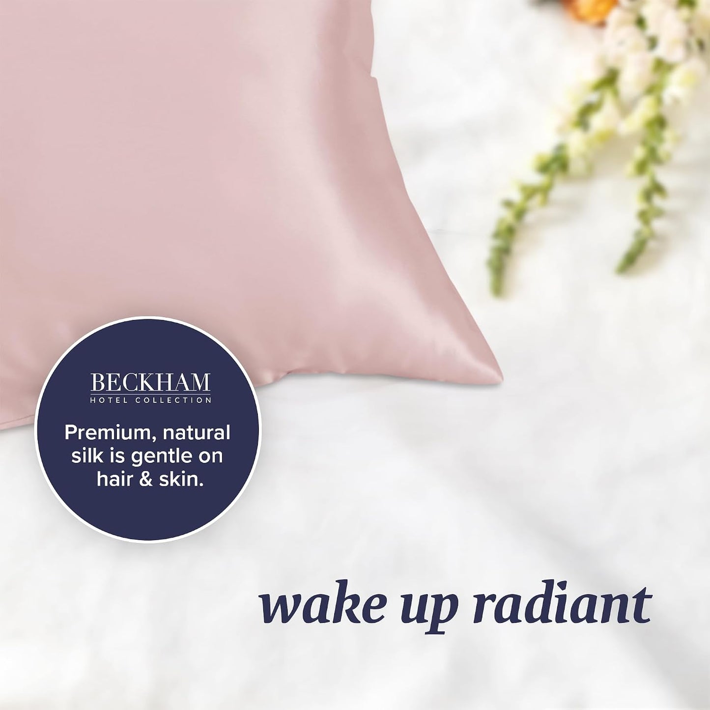 Beckham Hotel Collection Silk Pillow Case with Zipper, 100% Mulberry Silk Pillowcase for Hair & Skin, 22 Momme 6A Grade, Oeko-TEX Certified, 1PC, King, Cherry Pink