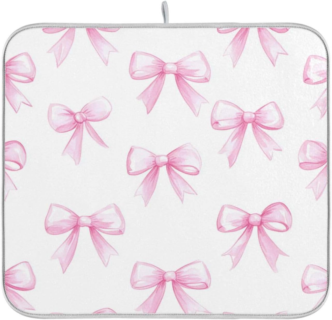 Pink Bows White Dish Drying Mat for Kitchen Counter 18 x 24 inch Rack Mat Microfiber Dry Dishes Mats Drainer Mat Dish Drying Pad Tableware Countertops Mat Decor