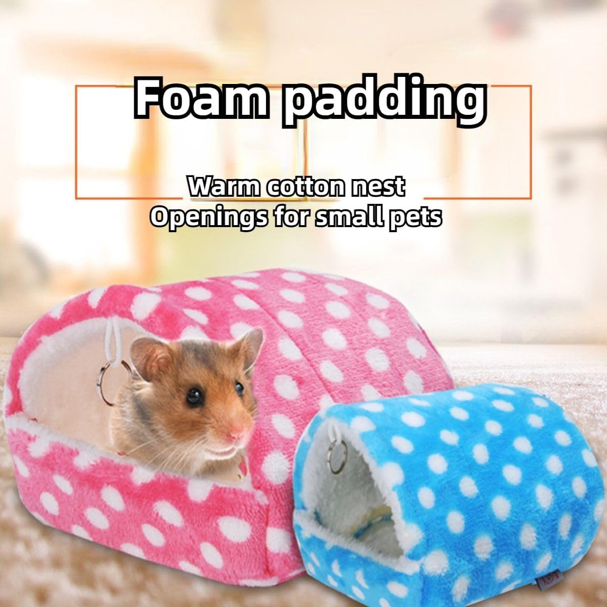 Cute Cave Bed Nest Hideout, Small Animals Warm House Cage Supplies, for Hedgehog Guinea Pig Hamster, Machine Washable - Simplicity (Pink,Large)