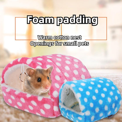 Cute Cave Bed Nest Hideout, Small Animals Warm House Cage Supplies, for Hedgehog Guinea Pig Hamster, Machine Washable - Simplicity (Pink,Large)