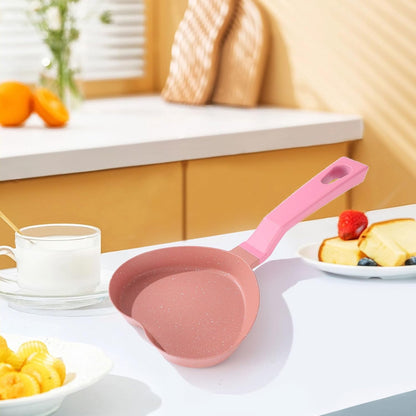 Mini Nonstick Egg Pan, Small Frying Pan with Unique Heart-shaped, One Egg Frying Pan with Granite Coating, Multi-functional Frying Pan for Cooking Eggs, Pancake, Sausages and Burgers, Pink