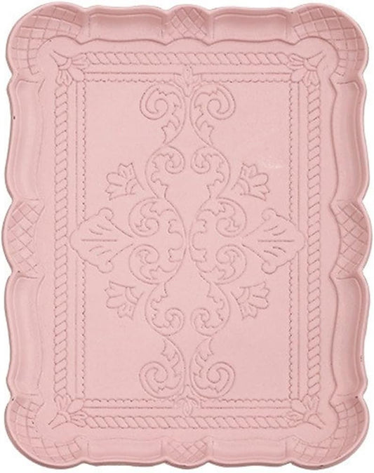 Serving Trays Powder Tray Fruit Dessert Storage Jewelry Cosmetics Organizers Retro Tea Plate(Pink S)