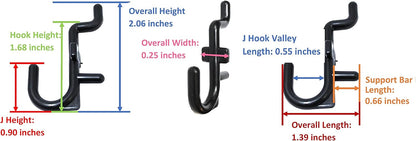 JSP Manufacturing Pegboard Hooks Non-Locking Plastic J Style Hook | Garage Tool Storage Craft Hooks Pegboard Accessories (50, Pink)