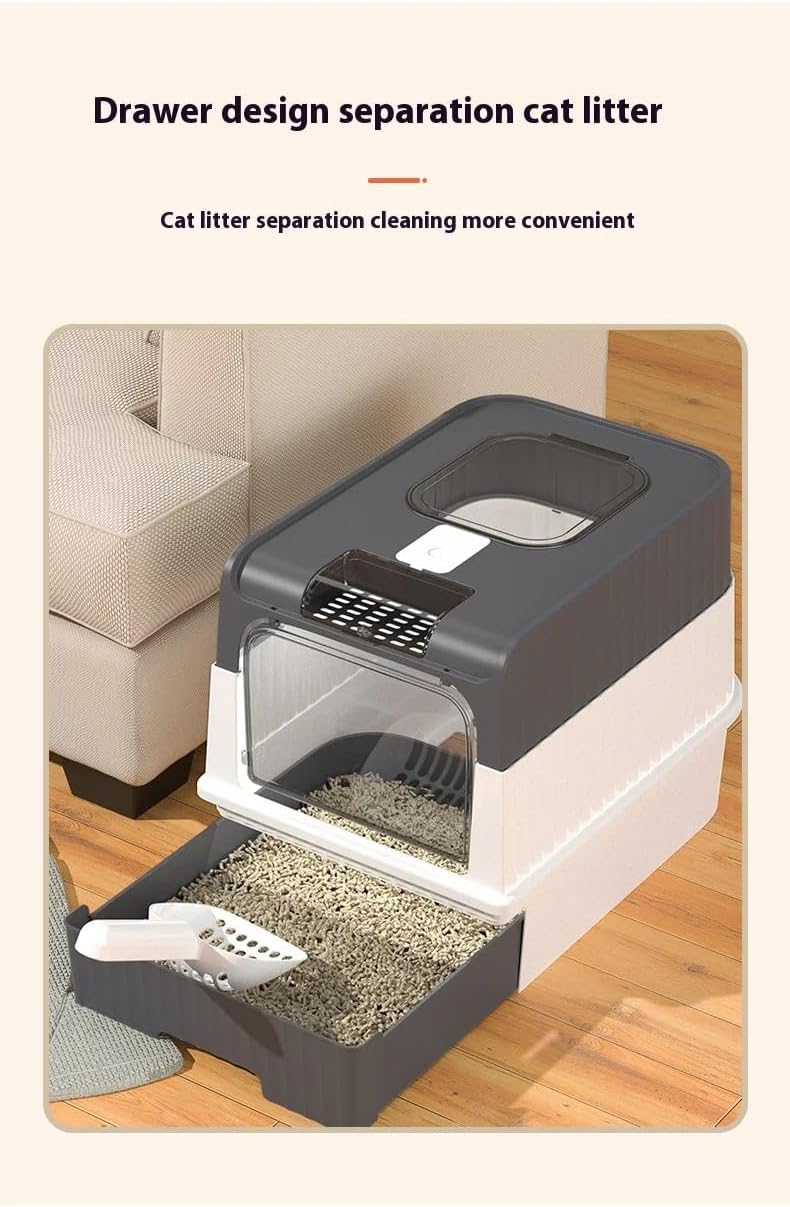 Cat Litter Box, Fully Enclosed, Odorless, Capacity Premium Cat (BY-4202) (Pink)