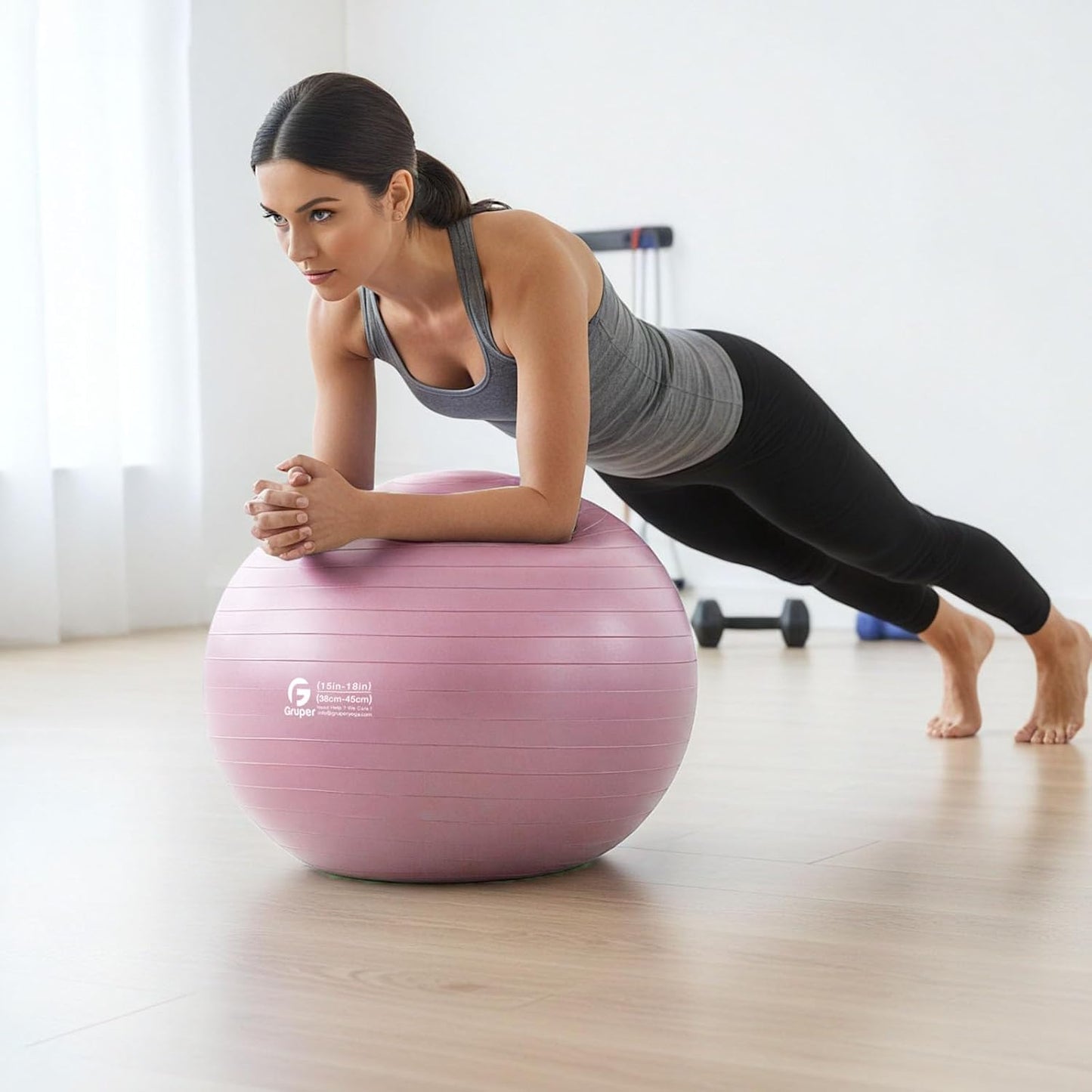 Gruper Exercise Ball, Extra Thick Yoga Ball for Working Out, Yoga & Pregnancy, 4 Sizes Anti-Burst Balance Ball with Foot Pump for Pilates, Physical Therapy & Fitness