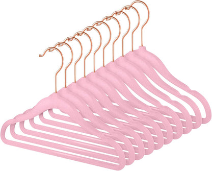 MIZGI Baby Velvet Hangers,Non-Slip Kids & Toddler Hangers,11.8 Inch Hangers for Baby Clothes,Pack of 50(Pink)
