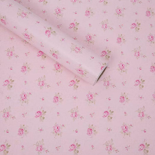 Pink Floral Drawer Shelf Liner Self Adhesive Decorative Rose Contact Paper for Shelves Drawer Cabinets Furniture Wall Decoration (17.7x78.7 Inches)