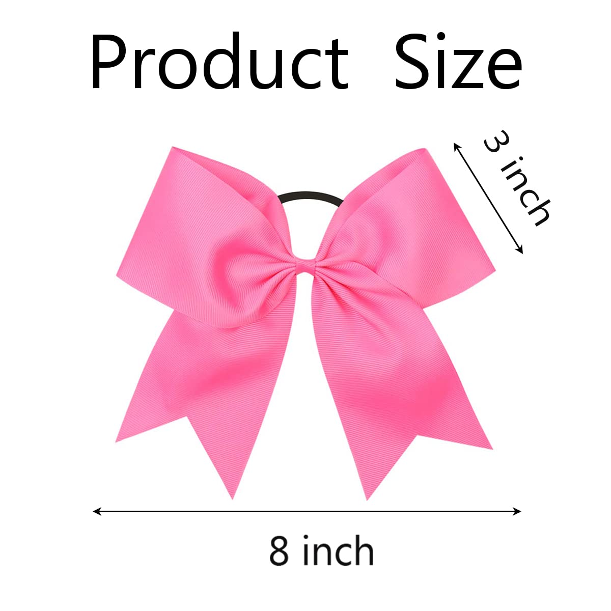 2 PCS 8 Inch Large Pink Cheer Hair Bows Ponytail Holder Elastic Band Handmade for Cheerleaders Teen Girls College Sports