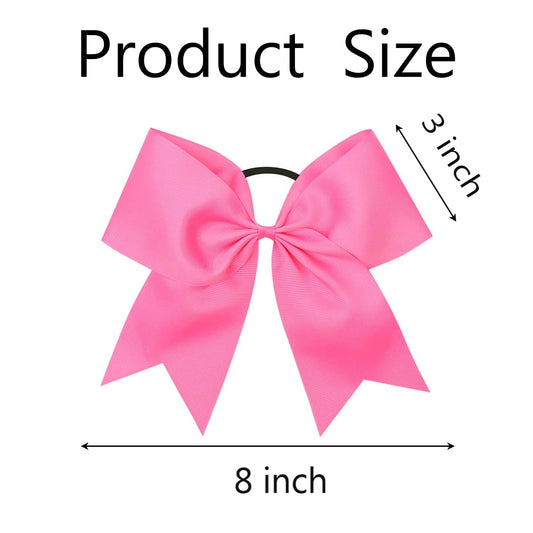 2 PCS 8 Inch Large Pink Cheer Hair Bows Ponytail Holder Elastic Band Handmade for Cheerleaders Teen Girls College Sports