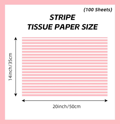 MUNILAIL 100 Sheets Light Pink Striped Tissue Paper 14 x 20 Inches Pink and White Tissue Paper Striped Gift Wrapping Paper for Birthday Wedding Baby Shower Gift Packing DIY Crafts