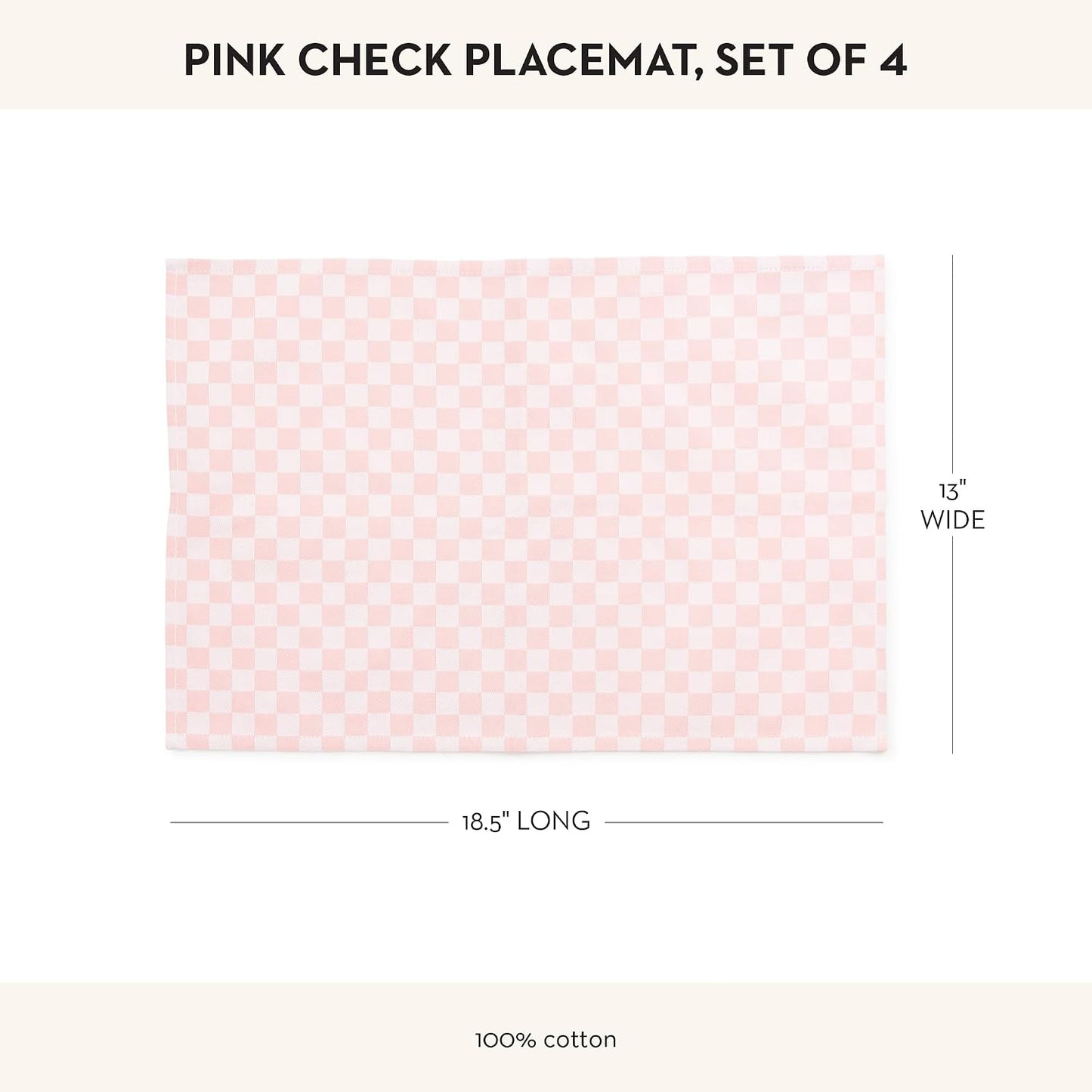 MACKENZIE-CHILDS Set of 4 Cotton Placemats, Decorative Table Mats, Pink Check