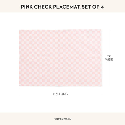 MACKENZIE-CHILDS Set of 4 Cotton Placemats, Decorative Table Mats, Pink Check