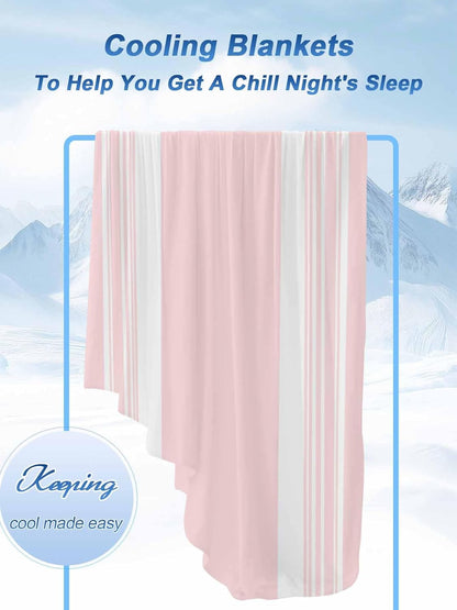 Yukro Pink Striped Cooling Blanket - 30"x40" Modern Classic Stripe Rustic Farmhouse Country Summer Cooling Blankets for Hot Sleepers, Keeps Cool for Night Sweats Lightweight Blanket for Couch Bed