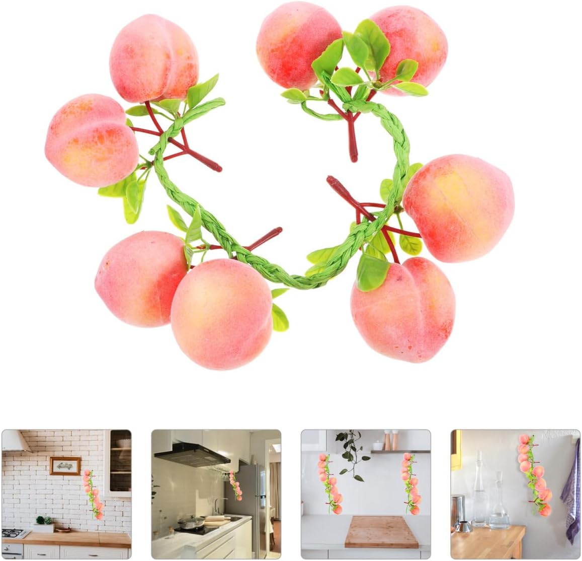 Operitacx 3 Pcs Artificial Peach Clusters, Realistic Fake Fruit for Home Kitchen Decor, Lifelike Faux Peaches for Photography Props, Fruit Basket Fillers & Summer Party Decoration