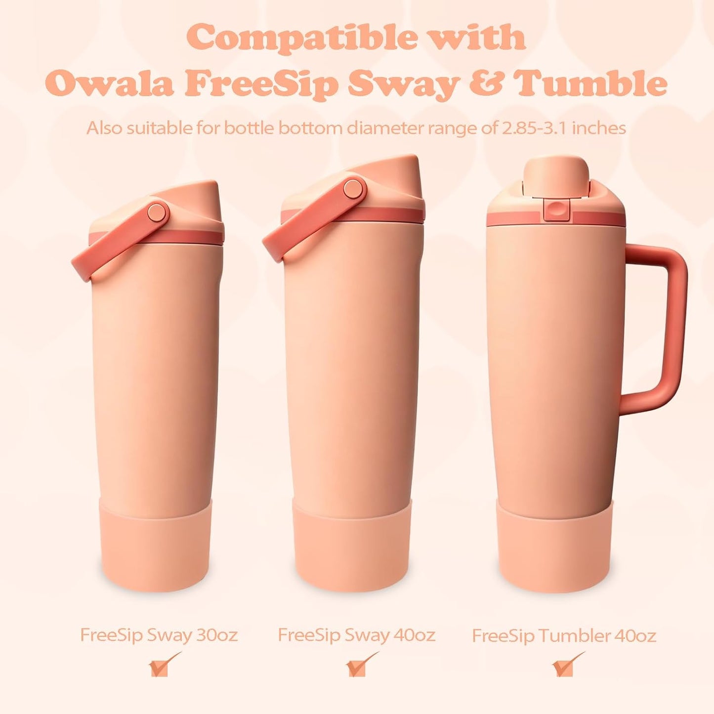 Silicone Boot for Owala 30oz & 40oz FreeSip Sway Bottles & Tumblers - Non-Slip, Scratch-Resistant, Stability Enhancer, Available in 12 Colors (Peach of Mind)