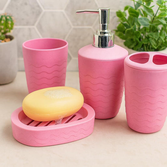 4-Piece Liquid Soap Dispenser/Bathroom Accessories Set/Bathroom Set (1 Liquid Soap Dispensar, 1 Soap Dish,1 Toothbrush Holder and Tumbler)