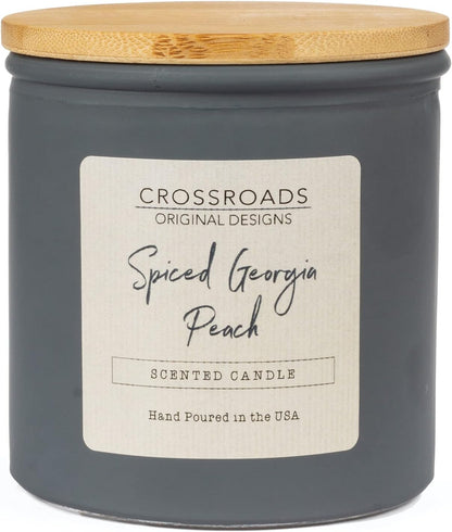 Crossroads Spiced Georgia Peach Colored Glass Candle, 14 Oz