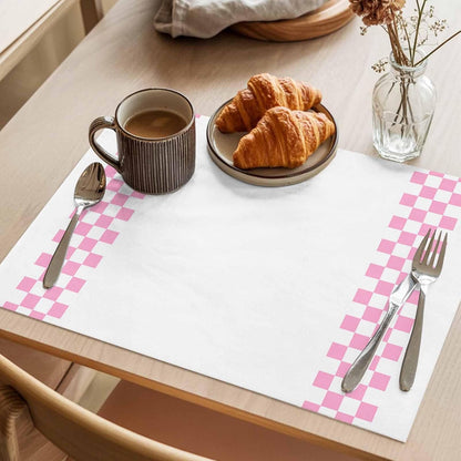 Pink Check Plaid Placemat Set of 4 Non-Slip Placemats for Dining Table Buffalo Farmhouse Style Pattern Washable Table Mats, Heat Resistant Kitchen Table Mats for Party, Dining Room & Home Decor