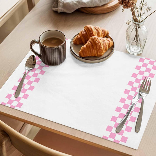 Pink Check Plaid Placemat Set of 4 Non-Slip Placemats for Dining Table Buffalo Farmhouse Style Pattern Washable Table Mats, Heat Resistant Kitchen Table Mats for Party, Dining Room & Home Decor