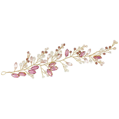 Pink Opal Crystal Headpiece Wedding Bridal Rhinestone Hair Vine Piece Accessories for Bridesmaid Women Girls Party