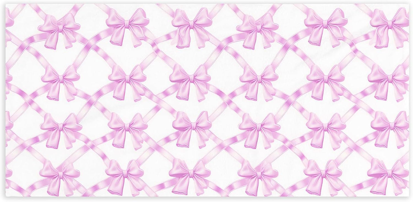 Coquette Preppy Pink Bow Beach Towel - Aesthetic Girly Trendy Purple Bowknot Pool Towels Microfiber Absorb Water Travel Towels 60x30 Inches for Bathroom Kitchen Gym Yoga, Gifts for Girls Lady
