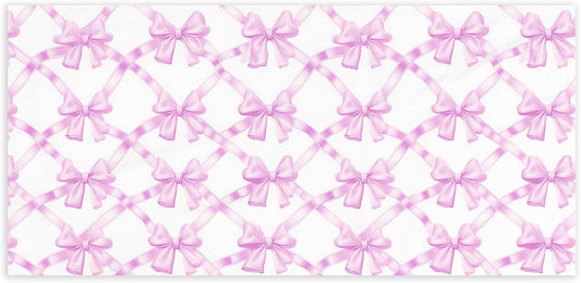 Coquette Preppy Pink Bow Beach Towel - Aesthetic Girly Trendy Purple Bowknot Pool Towels Microfiber Absorb Water Travel Towels 60x30 Inches for Bathroom Kitchen Gym Yoga, Gifts for Girls Lady