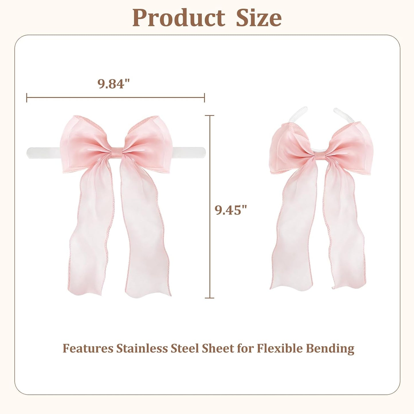 Dahey 2Pcs Bow Curtain Tiebacks Pink Ribbon Curtain Holdbacks with Bendable Metal Core Decorative Tie Backs Accessories for Curtains, Girls Bedroom Home Living Room Wedding Party Offices Decor