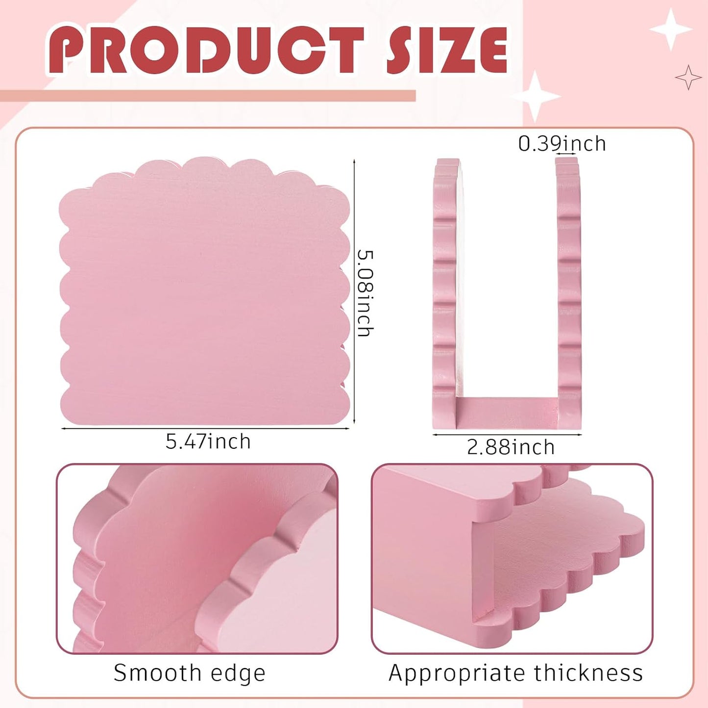 Acacia Wood Napkin Holder Scalloped Upright Napkin Dispenser for Table Rustic Cute Guest Paper Holder for Kitchen Dining Room Wedding Party Restaurant Hotel(No Text,Pink)