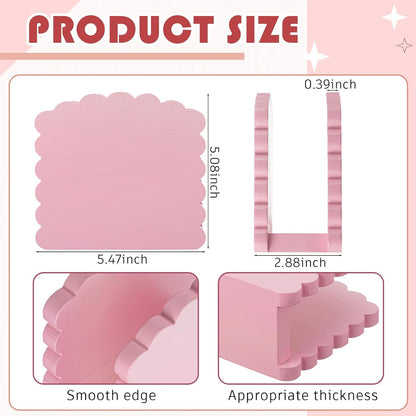 Acacia Wood Napkin Holder Scalloped Upright Napkin Dispenser for Table Rustic Cute Guest Paper Holder for Kitchen Dining Room Wedding Party Restaurant Hotel(No Text,Pink)