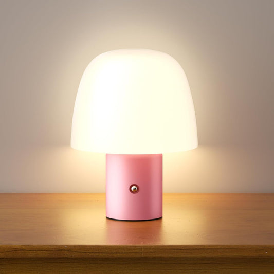 CHLORANTHUS Portable LED Table Lamp, Cordless Desk Lamp Rechargeable, 3-Color Touch Stepless Dimming Night Light for Bedroom/Children's Room/Terrace/Dining Room/Cafe (Pink)