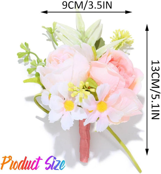 Wedding Rose Boutonniere Men Groom Flower Pin Wedding Suit Decoration (Pink)