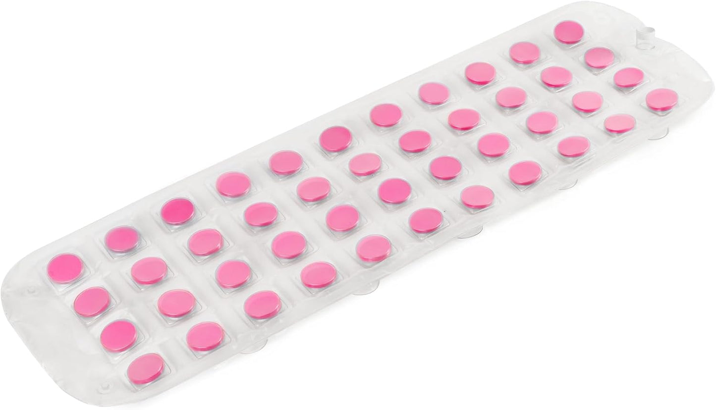 SereneLife Bubble Bath Mat - Cushioned Non-Slip Design with Suction Cups, Replacement Mat for SLBBMG100, Fully Submersible and Foldable Spa Bath Mat for Bathtubs 47.24"x14.17" (Pink)