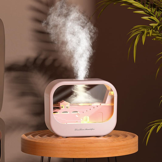 Essential Oil Diffuser, Cute Humidifier with 7 LED Light Colors, Waterless Auto Shut-Off & Timer Setting Cool Mist Humidifier Diffuser for Spa Home Yoga Office Bedroom(Pink)
