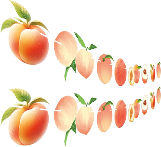 2PCS Peach Paper Banner, Cute Juicy Peach Baby Shower 2nd Birthday Fruit Party Favors Supplies Decorations Garlands for Carnival/Events