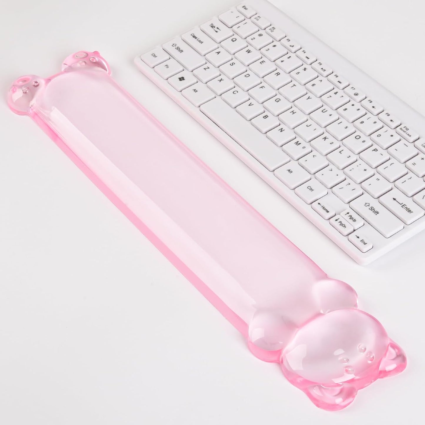 Clear Gel Keyboard Wrist Rest, Bear-Shape Wrist Rest, Ergonomic Wrist Rest for Computer Keyboard 60%/75% (Pink)