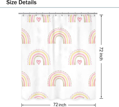 IFFVGX20 Kids Rainbow Shower Curtain for Girls 72Wx72L, Boho Pink Polka Dot Shower Curtain, Cute Girly Toddler Nursery Child Bathroom Set Modern Minimalist Aesthetic Curtain Bathtub Accessories Decor