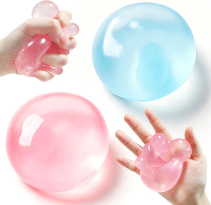 2 Pcs Coconut Oil Squishy, Shapeable No Rebound Stress Relief Ball, Fun Sensory Fidget Toy, Study Work Relaxation Desk Decor, Fun Anxiety Gift for Adults & Kids(Blue+Pink)