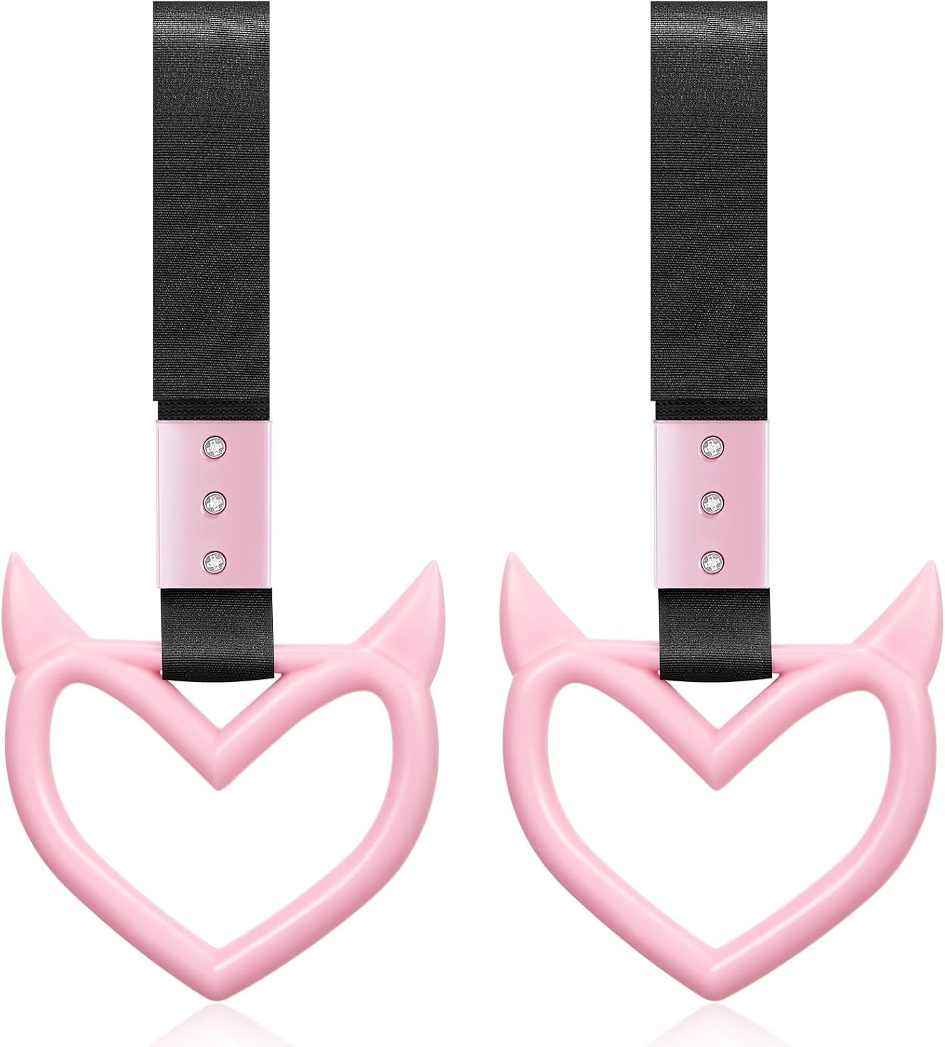 Fabbay 2 Pieces Heart Handle Keychains Car Accessory Heart Hand Strap Drift Charm for Car Interior Exterior Decoration(Pink,Devil Style)