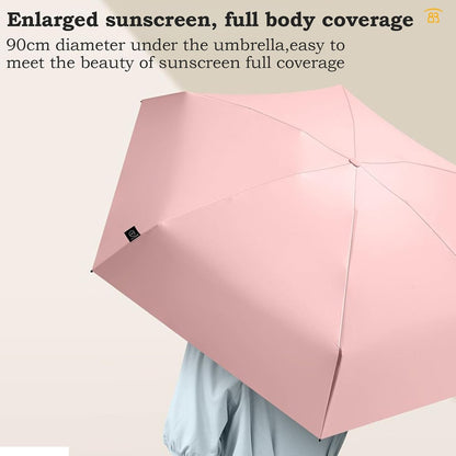 Travel Essentials Mini Umbrella for Purse with Case Small Compact UV Sun Protection Lightweight Tiny Pocket Manual Open Close Umbrella for Women Men Fits Purse Backpack