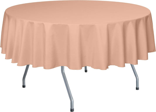 Ultimate Textile 60-Inch Round Polyester Linen Tablecloth - Fits Tables Smaller Than 60-Inches in Diameter, Peach