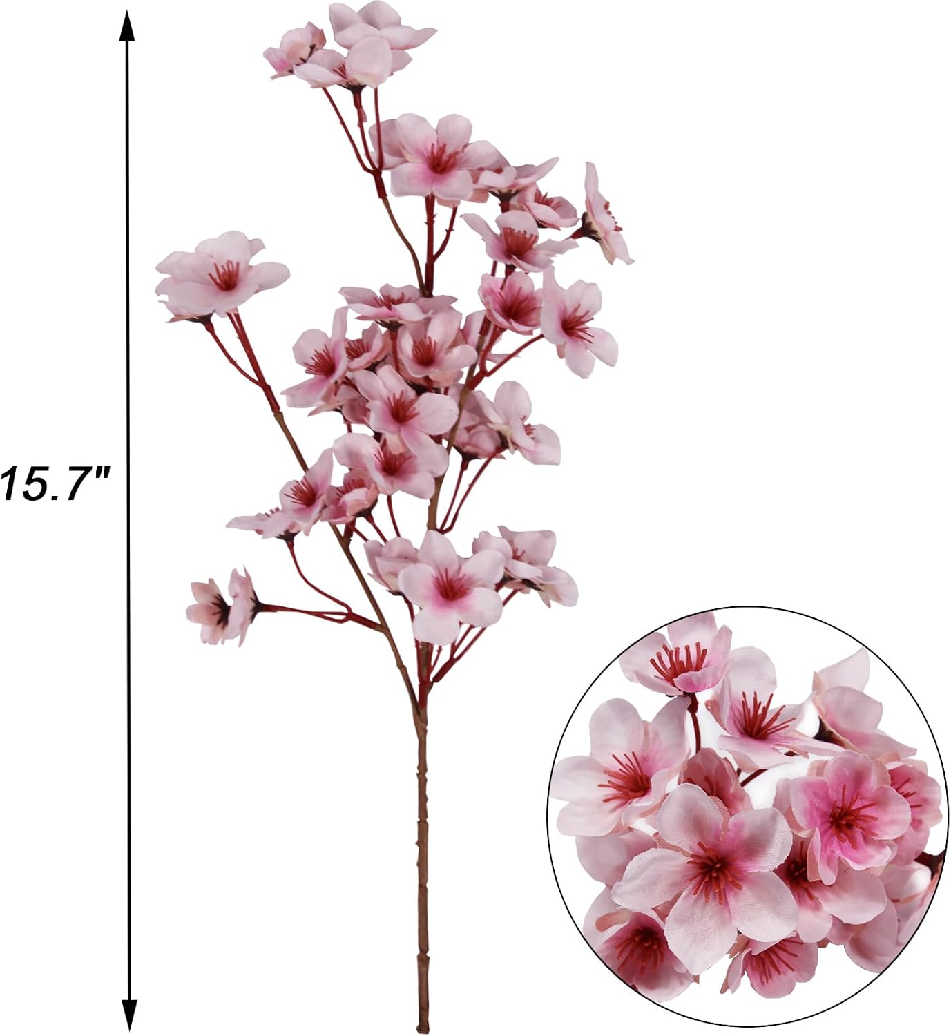 Tinsow Artificial Cherry Blossom Branches, 6 Pcs Fake Peach Flowers Stems Silk Flower for Spring Table Centerpiece Wedding Home Decor (6, Pink)