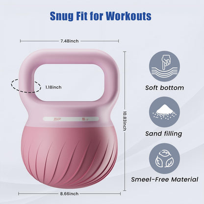 YYJO Soft Kettlebell - Shook Resistance Base Anti-Slip, Wide-Grip Handle 5/10/15 LBS Weights Strength and Safety for Women and Men Workout- Color Coded