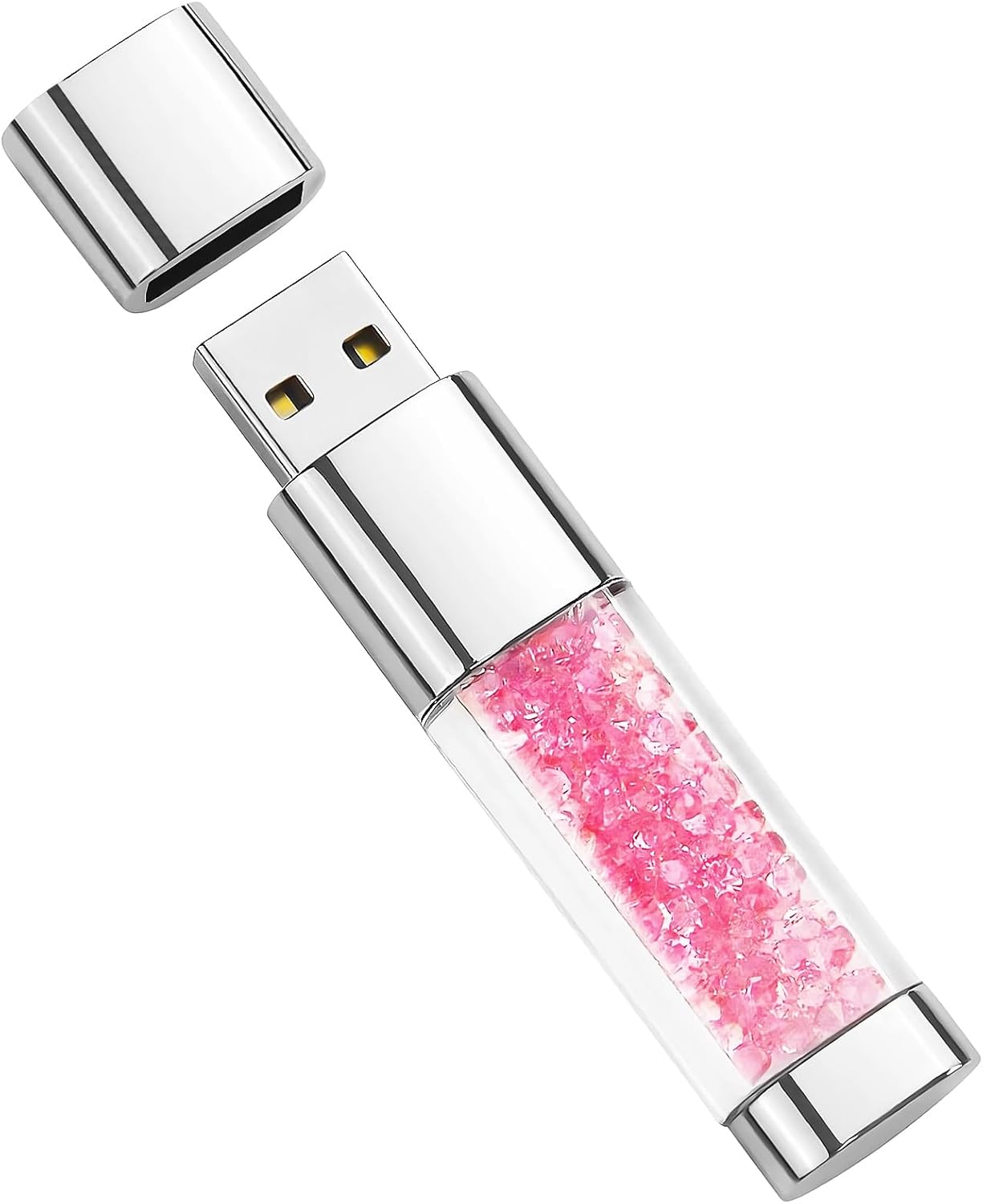 USB Flash Drive 32GB, BorlterClamp Cute Pink Crystal Thumb Drive Novelty Pen Drive Memory Stick