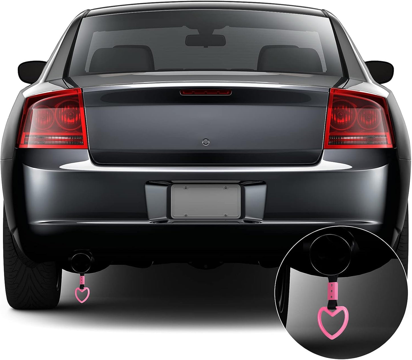 BBTO 2 Pieces Heart Shaped Car Handle Straps Drift Charm Rear Bumper Warning Ring Decor Subway Bus Broken Heart Handle for Car Interior(Light Pink)