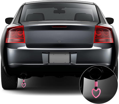 BBTO 2 Pieces Heart Shaped Car Handle Straps Drift Charm Rear Bumper Warning Ring Decor Subway Bus Broken Heart Handle for Car Interior(Light Pink)