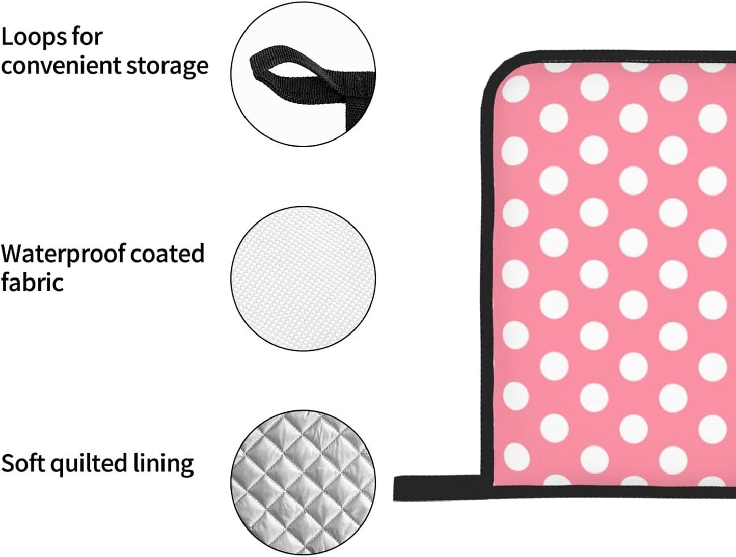 Light Pink Polka Dot Print (a) Oven Mitts and Pot Holders 4 pcs Set, Heat Resistant Silicone Oven Mitts Pot Holders for Kitchen Baking Cooking, Non-Slip Hot Pads Potholders Gloves