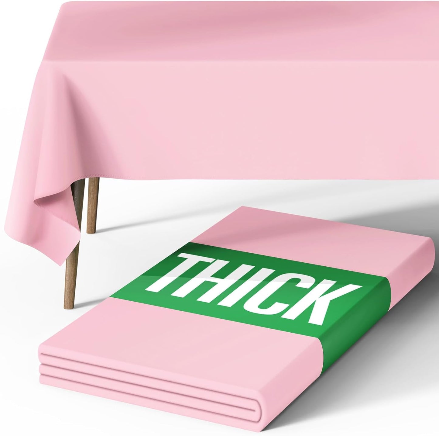 Pureegg Rectangle Table Cloth 60" x 84" – Durable Polyester Tablecloth Offers Reusable & Washable Protection, Ideal for Outdoor Party, Picnic, Wedding, Banquet and Birthday, Pink